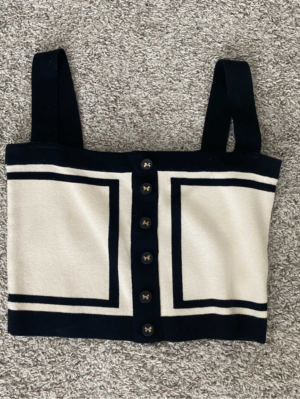 Chicwish Black & Cream Contrast-Trim Cropped Tank